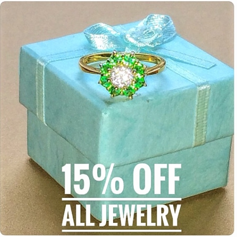 🆕 Genuine Emerald Topaz 14k GF Flower Ring sz7 NWT
